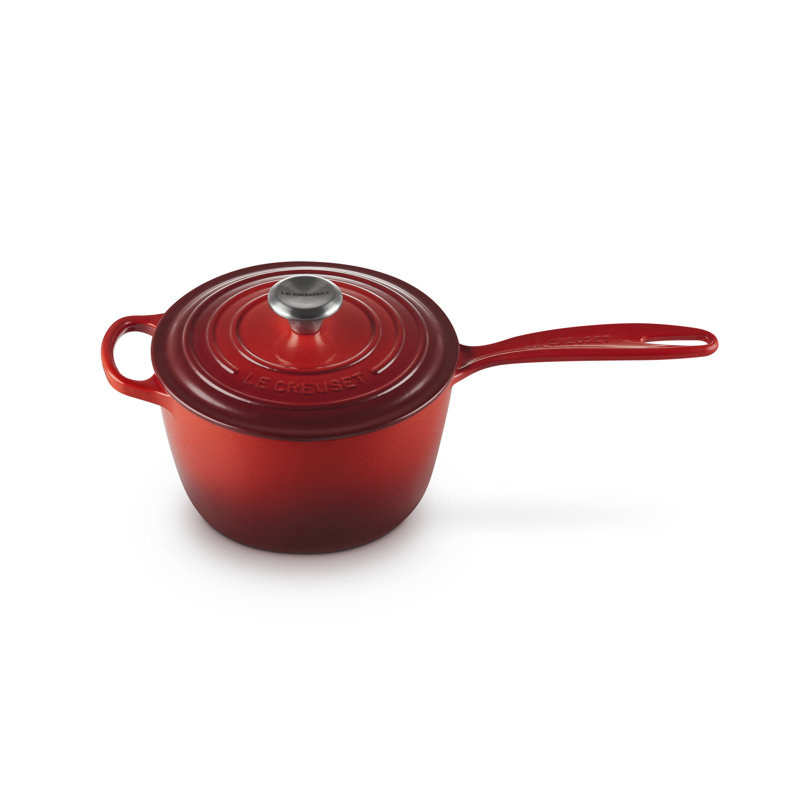 Le Creuset Signature Cast Iron Saucepan, Cerise, 20cm