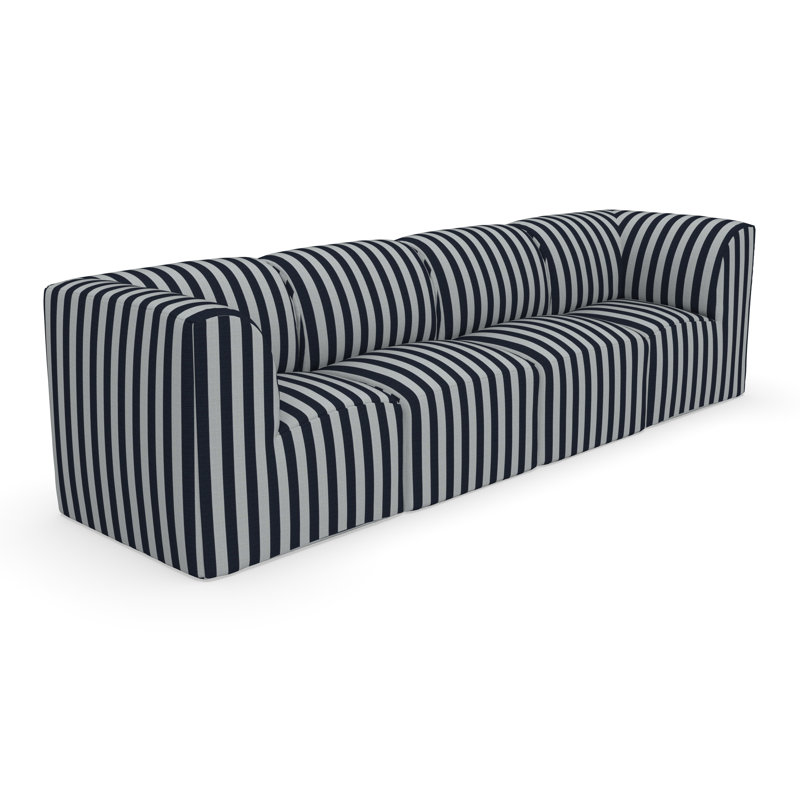 Canapé modulaire rembourré 4 pièces avec coussins Sunbrella Praia Essie, Sunbrella® rayé à brume expressive