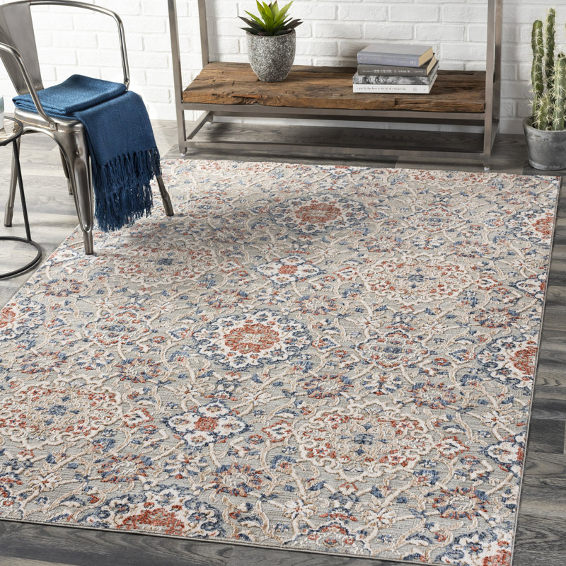 Tapis gris / bleu Infinity, Rectangle 8 pi 10 po x 12 pi