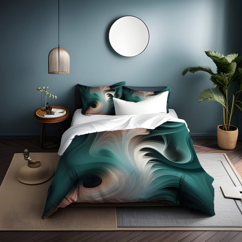 Polyester Abstract Duvet Cover, King Duvet Cover + 2 King Shams