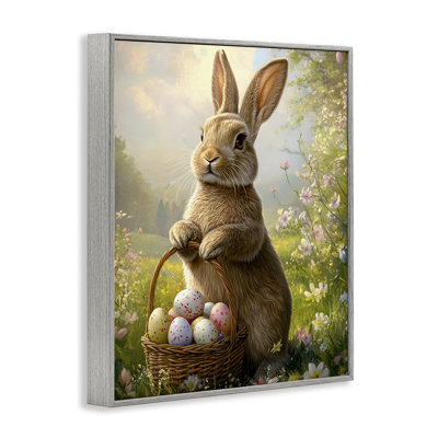 Lapin avec panier de Pâques, estampe numérique, design par Franklyn Gregory