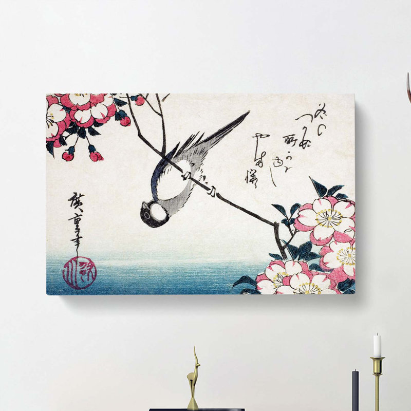 Great Tit on a Cherry Blossom by Utagawa Hiroshige - Wrapped Canvas, 40cm H x 60cm W x 3cm D