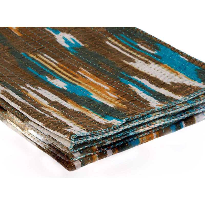 Handcrafted Kantha Patchwork Cotton Throw Blanket 50x70