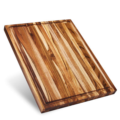 Large Teak Wood Cutting Board For Kitchen With Juice Groove, Reversible Charcuterie Butcher Block 18X14x1.25 In -  PRIMEX CABINETRY, INC., QCBB07XG1WPTL