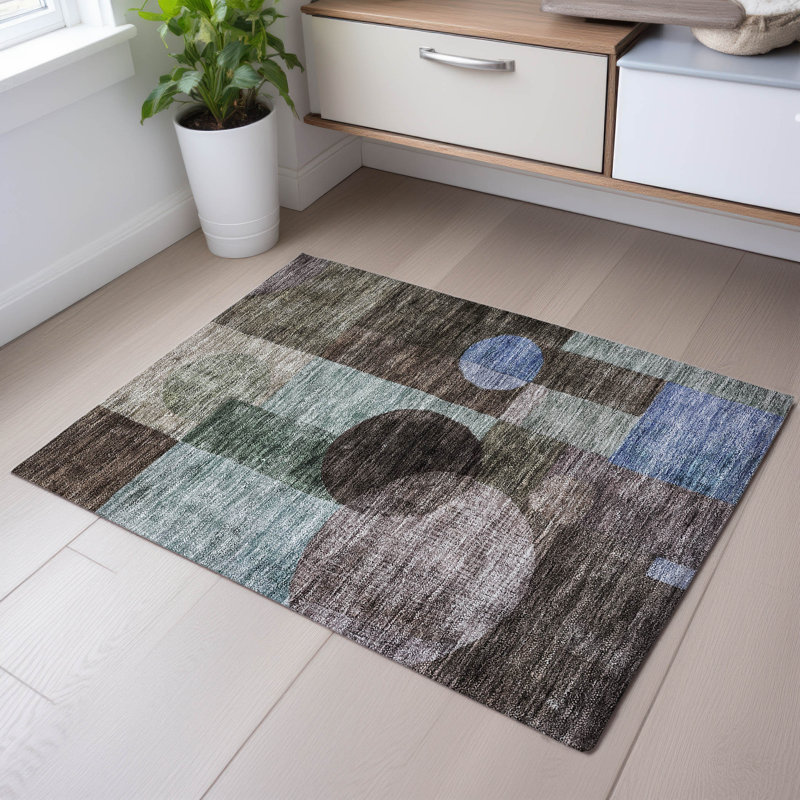 Premium Machine Washable Konopka AMF1114 Geometric Rug, Rectangle 1'8" x 2'6"