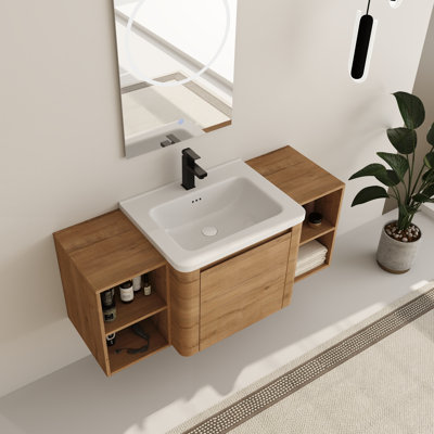 Meuble-lavabo mural simple 48 po avec comptoir en céramique Walden