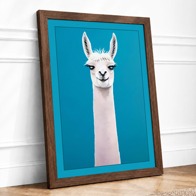 Serene Llama Portrait Modern 1 Piece Single Picture Frame Wall Art