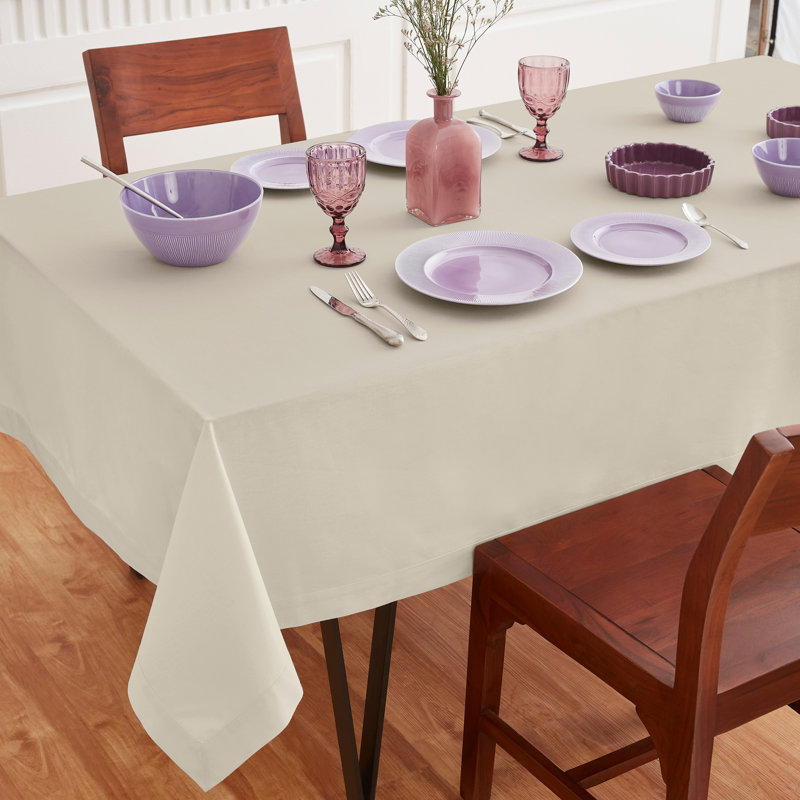 Dru Cotton Linen Plain Tablecloth, Linen, 84" x 60"
