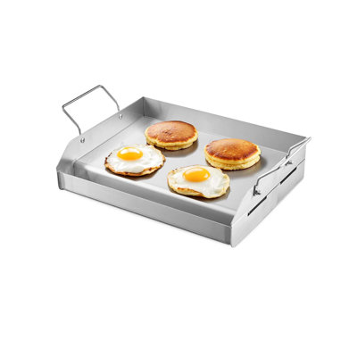 Universal 17X13 In Flat Top Griddle Of Stainless Steel For Bbq Grill - Endure 500 Degrees, Removable Handles, Grease Trough, Hollow Vents, Liberal Cooking Area Griddle, Steel, Pan Heat Proof, Great