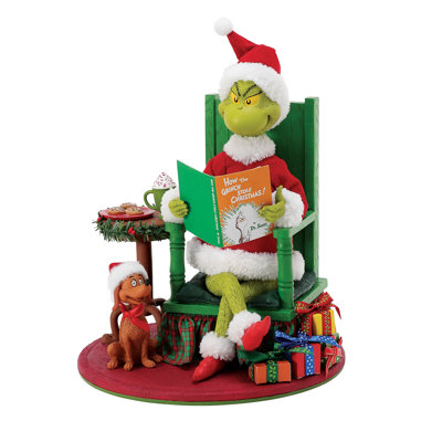 Possible Dreams Dr. Seuss Santa Grinch Bedtime Story Figurine 10 Inch
