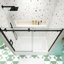 Porte de baignoire coulissante, verre trempé de 5/16 po, noir mat, douche en verre résistant aux fuites, durabilité à long terme mate-121166555