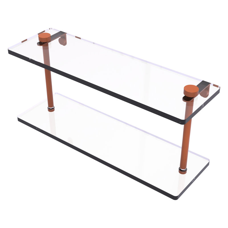 Tablette en verre à deux niveaux en pouces NS, H 8 po x l 16 po x P 5 po, Étincelle d'automne
