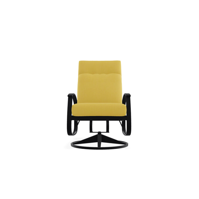 Chaise de patio pivotante avec coussins Askar, Jaune 43A, Noir P70, Noir texturé