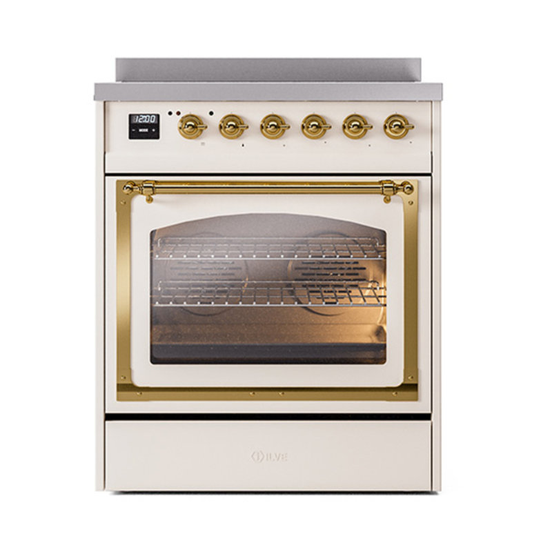 ILVE Nostalgie II Noblesse 30 in Induction Range, Antique White/Brass