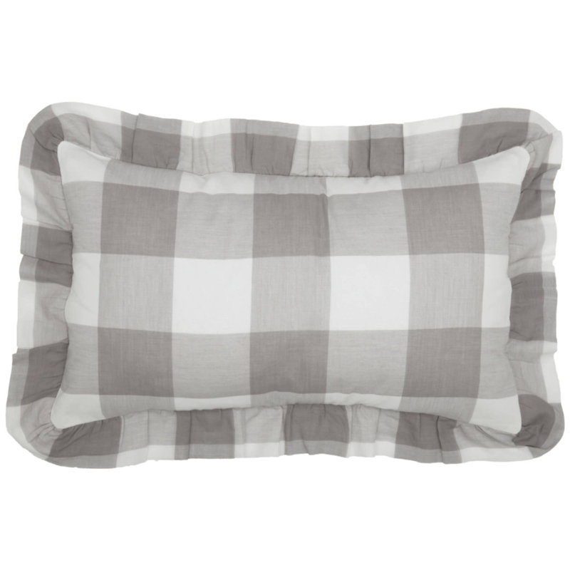 Housse de coussin en coton à carreaux Madison, gris