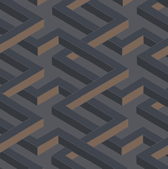 Luxor Geometric Wallpaper Roll, Charcoal
