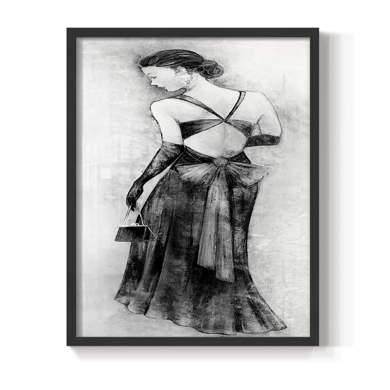 Reproduction encadrée sophistiquée du soir II - bois massif, Noir, noir, noir, noir, H 30 po x l 24 po