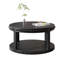 Table basse ronde en bois massif de 31,5 po, style Mid-Century moderne, tablette ouverte à 2 niveaux, capacité de 100 lb, surface lisse, assemblage de 15 minutes en noir, rangement, support, installation
