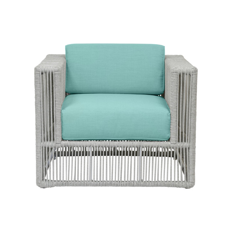 Milano Outdoor Lounge Chair, Dupione Celeste Sunbrella®, Gray