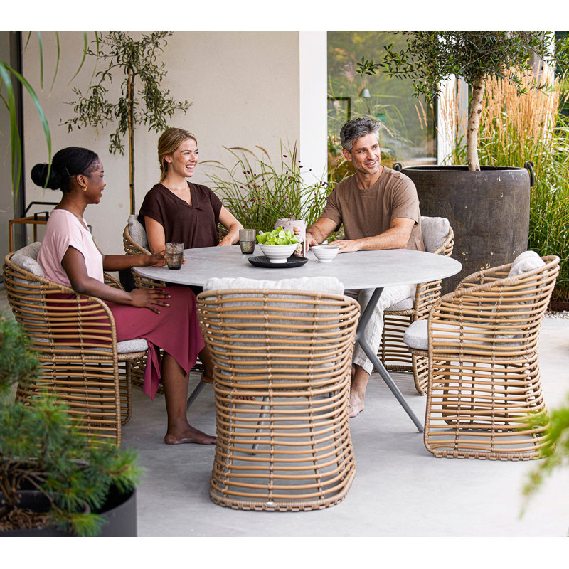 Joy Outdoor Round Dining Table, Gray