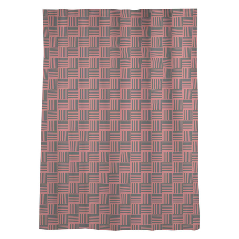 Panneau de rideau simple diaphane avec passe-tringle classique, Rouge foncé / noir