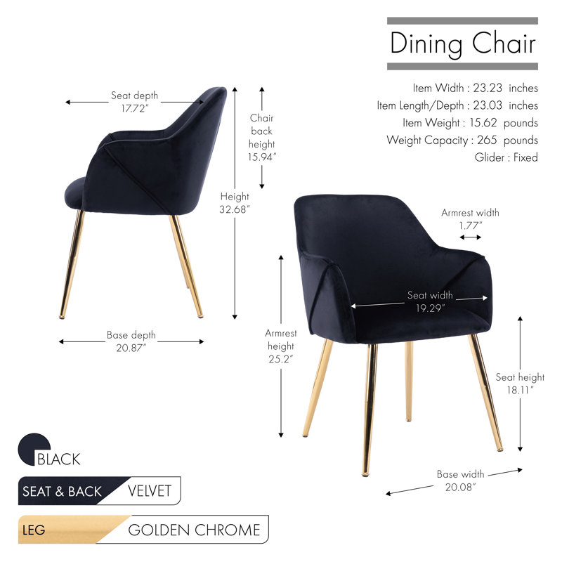 Abdulbaki 46cm H Velvet Upholstered Armchair, Black
