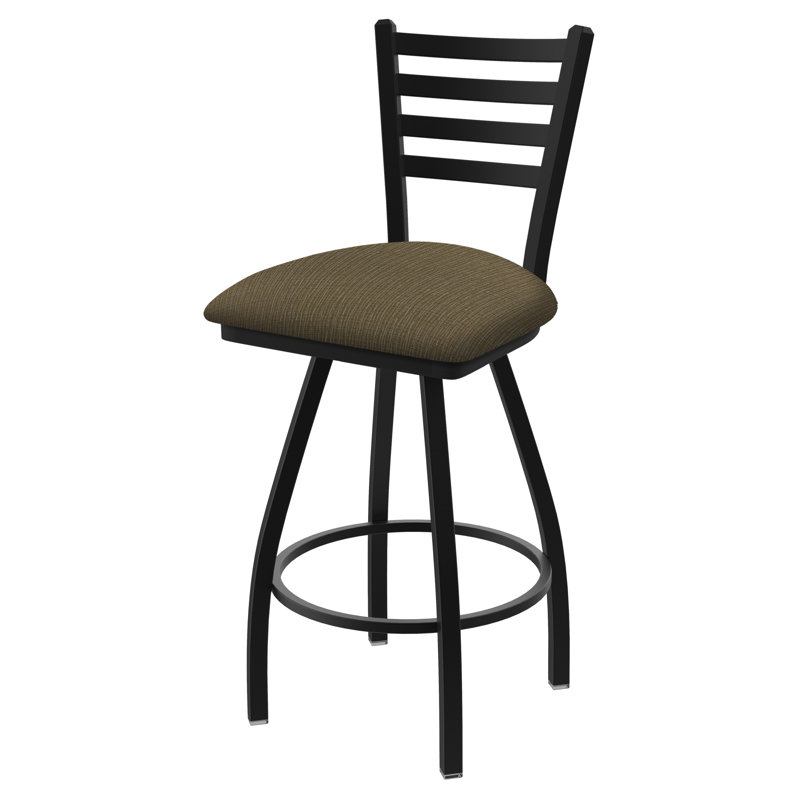 Tabouret de bar pivotant de 36" Evers, Noir froissé, Tissu liège graphique, Extra Tall (36” Seat Height)