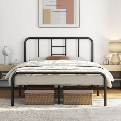Metal-Framed Bed with High Headboard
