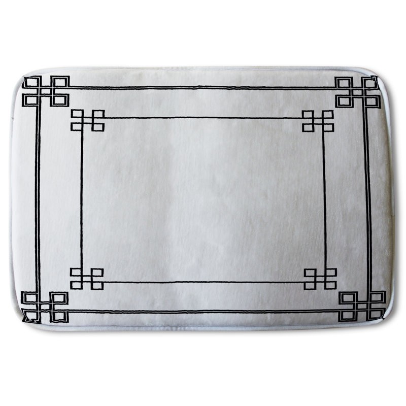 Key Non-Slip Backing Bath Rug, Oriental Zen Border