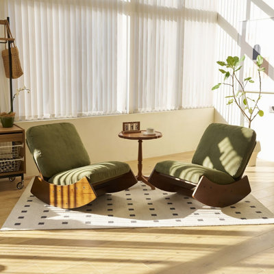 Chaise berçante confortable, fauteuil oscillant rembourré de haute qualité, structure en bois massif, parfaite pour les réglages multiples de la chaise de lecture pour la chambre à coucher, le salon, la chambre de bébé, ensemble de 2