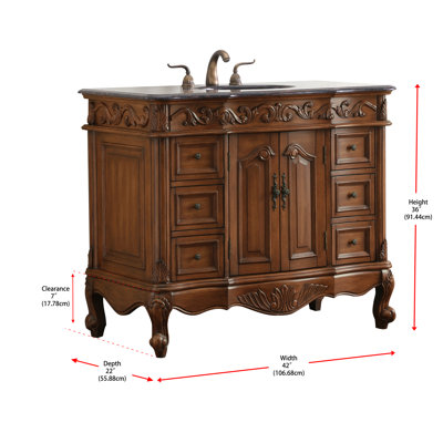 Northwich 42 " W Freestanding Standard 1 Single Vanity Bathroom Vanity With Marble Top