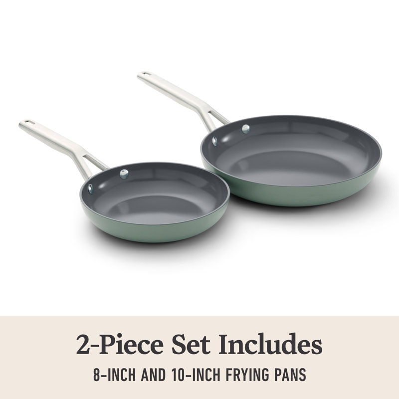 Ceramic Nonstick 8" and 10" Frying Pan Set, Silver Ash