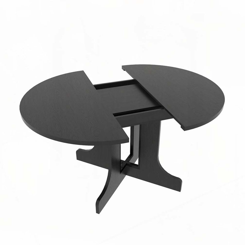 Expandable Dining Table with Oval Table Top with Removable Leaf, Black, Black