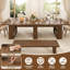 Table de salle à manger de style campagnard très long de 126 po pour 10 à 14 personnes, grande table rustique de cuisine et de salle à manger avec tablettes de rangement intégrées, base piédestal double robuste, noyer
