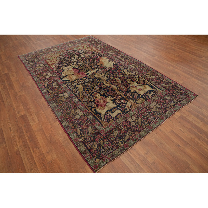 Tapis oriental à teinture végétale pré-1900 5 x 8