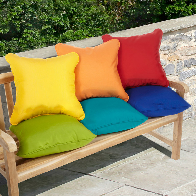Hansah Outdoor Reversible Throw Pillow, 22" H x 22" W x 6" D, Sunbrella Spectrum Cilantro