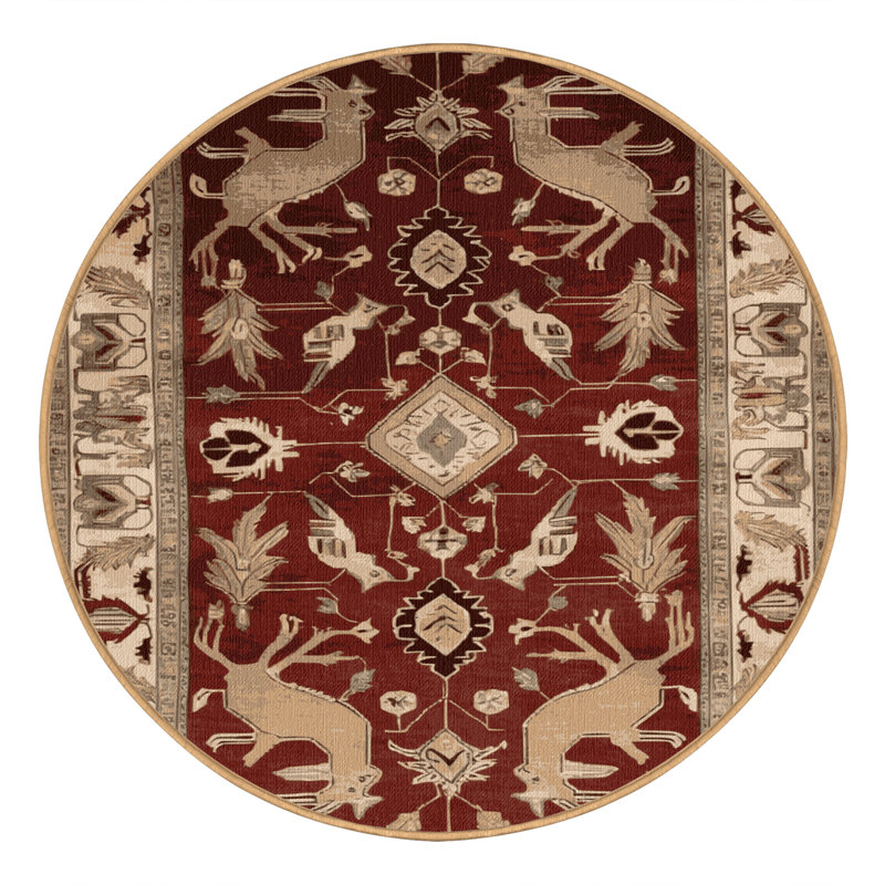 Tapis brun lavable à la machine, Rond 3 pi