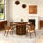 55" Round Dining Table (Walnut) Seats 6 - Wooden Dining Table With Double Storage Shelves, Rotating Tray, And Wavy Sliding Door - Suitable For Dining/Living Rooms-2089943571