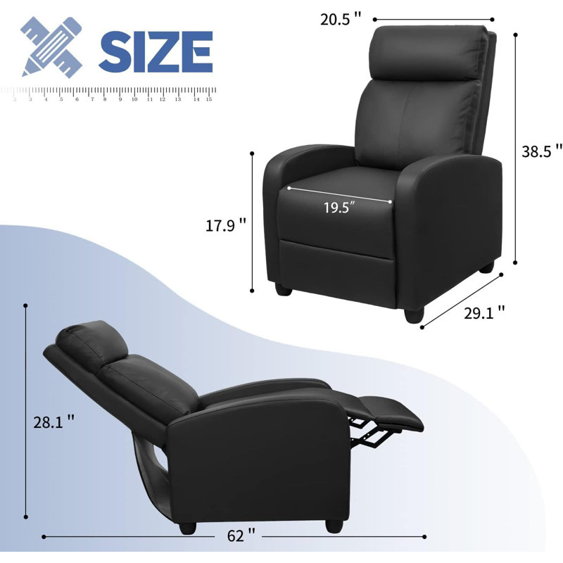 Fauteuil inclinable de massage pour le salon avec repose-pieds réglable - Canapé inclinable ergonomique en cuir PU avec fonction de massage intégrée pour le cinéma maison ou le bureau