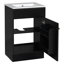 Meuble-lavabo de 50 cm avec lavabo en céramique noire. Meuble de rangement. Étagère de porte et tablette réglable. Revêtement imperméable pour la vasque. Meuble-lavabo noir. Vasque. Surface lisse et résistante aux taches. Silencieux