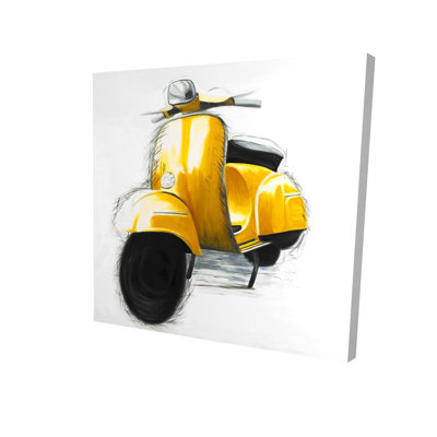 Yellow Italian Scooter Canvas  Bedroom Motorcycle Decor