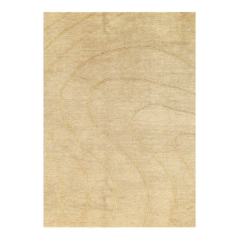 Tapis ivoire noué à la main moderne 8 pi x 10 pi