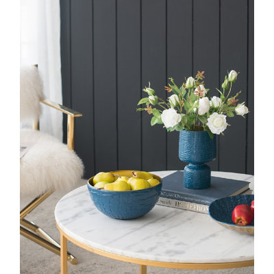 Bol décoratif en aluminium doré / bleu