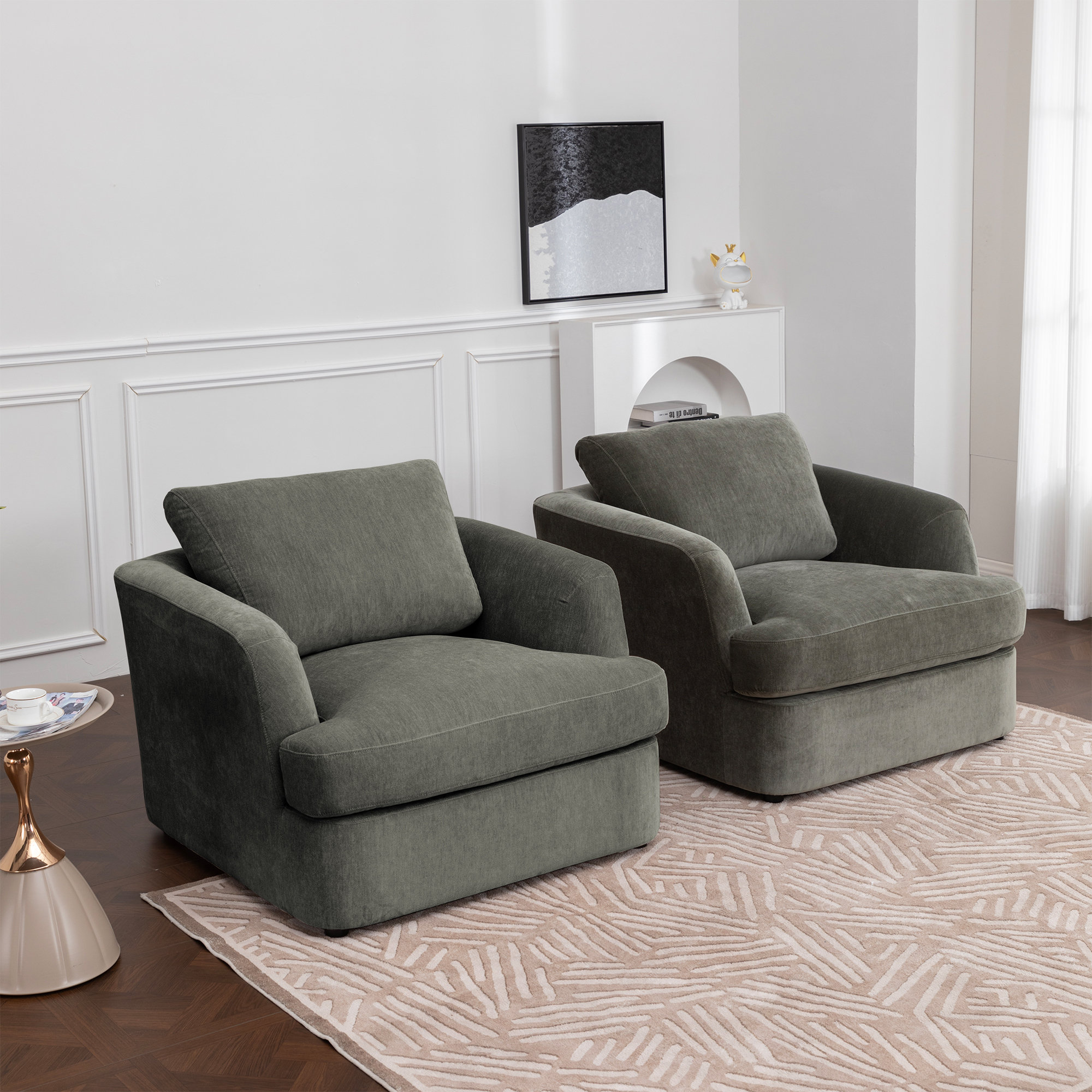 Alameda Velvet Upholstered Armchairs (Set Of 2), Juniper Velvet