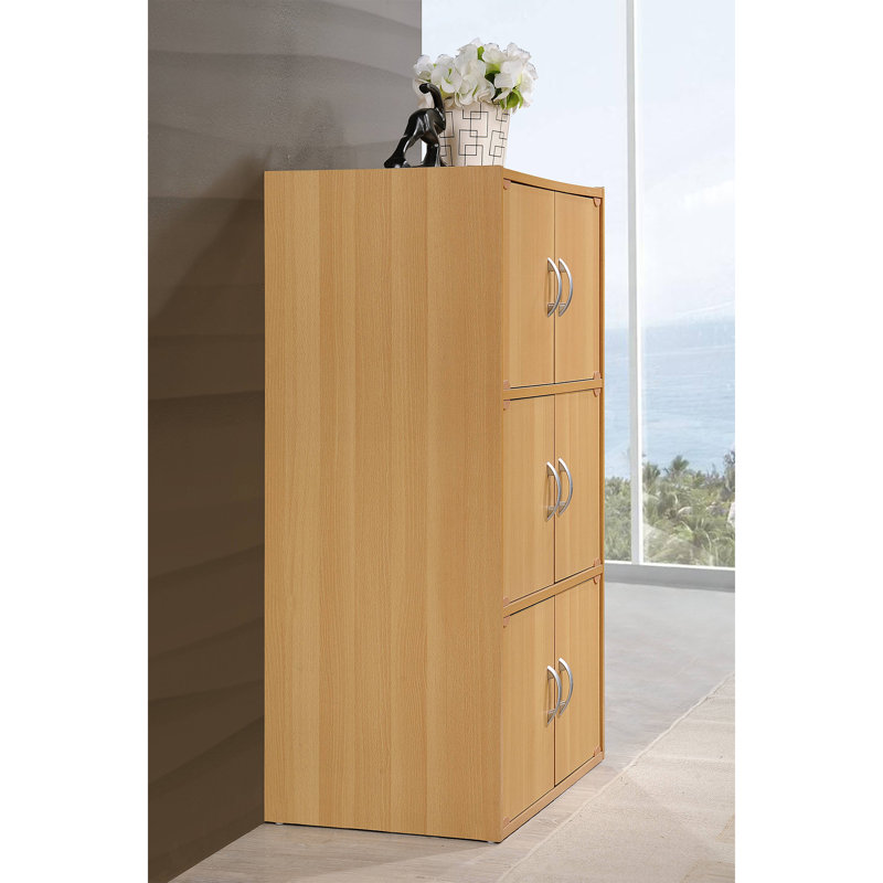 Beech Wood 6-Door Lockable Office Storage Cabinet