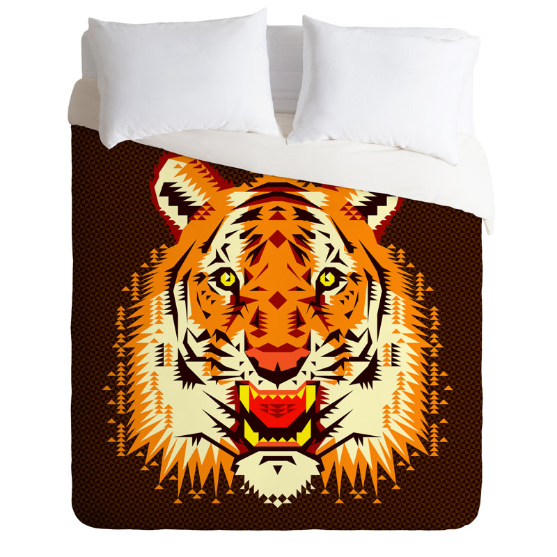 Ensemble de housse de couette géométrique Tiger, Housse de couette simple / simple TG et 1 taie dé