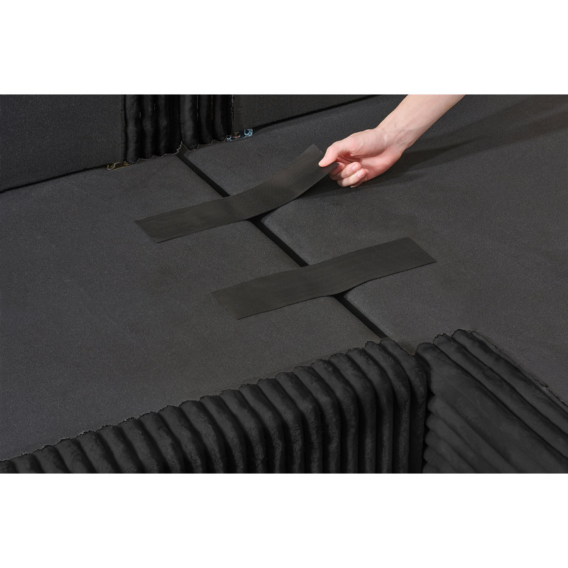 4 Seat U Sectional Couch, 110'' W Corduroy Sofa With Double Chaises