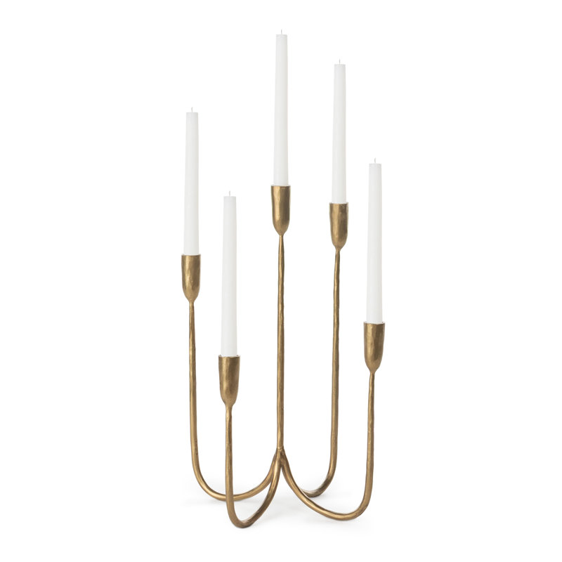 Brass Tabletop Candelabra, 17.25" H x 11.5" W x 11.5" D