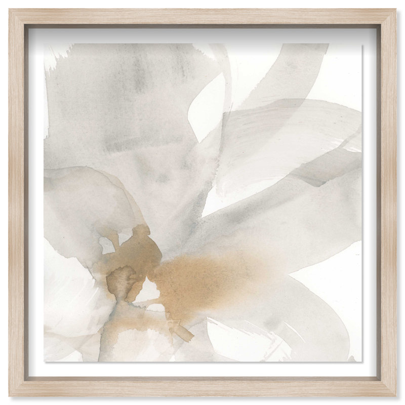Neutral Flow I Shadowbox Abstract Print by Oliver Gal, Black Frame, 12 x 12, 21.5"H x 21.5"W, Natural Oak Frame