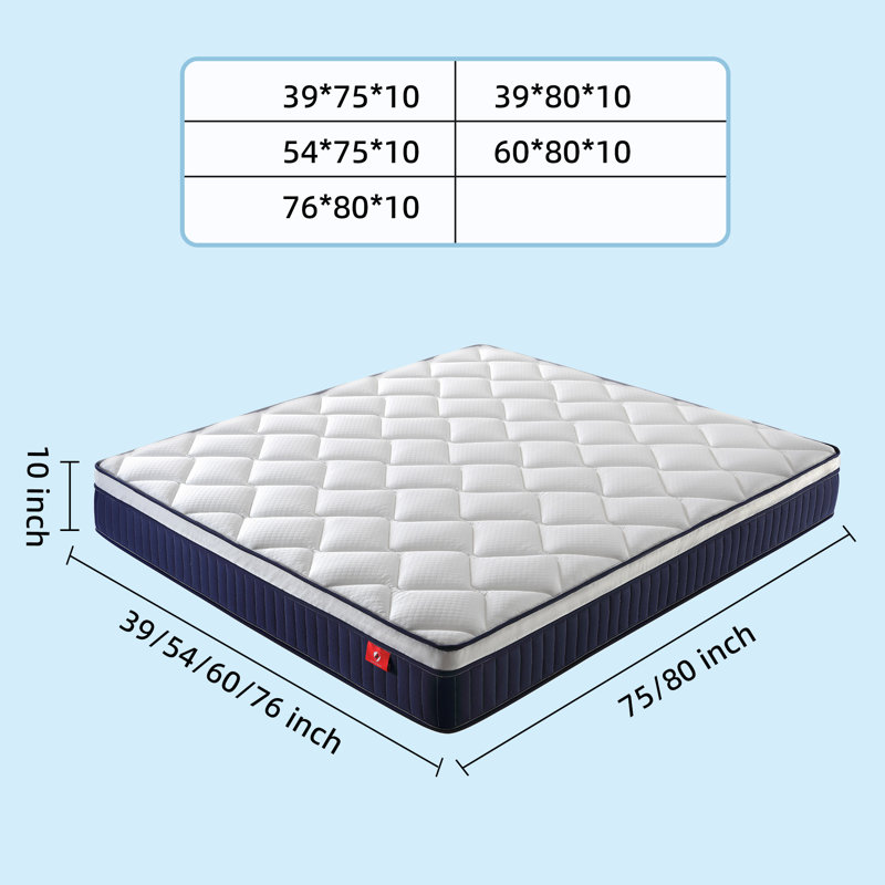 10" Medium Hybrid Mattress In A Box - Gel Memory Foam & Pocket Spring, Breathable Fabric, Certipur-US Certified, Twin/Full/Queen/King